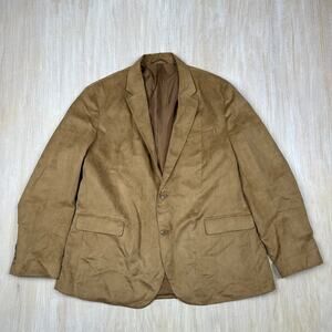 Vince Camuto Carmel Tan Soft Suede Two Button Single Breasted Jacket Blazer XL